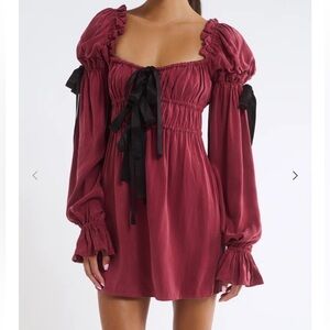 Rumored Macbeth Mini Dress Burgundy